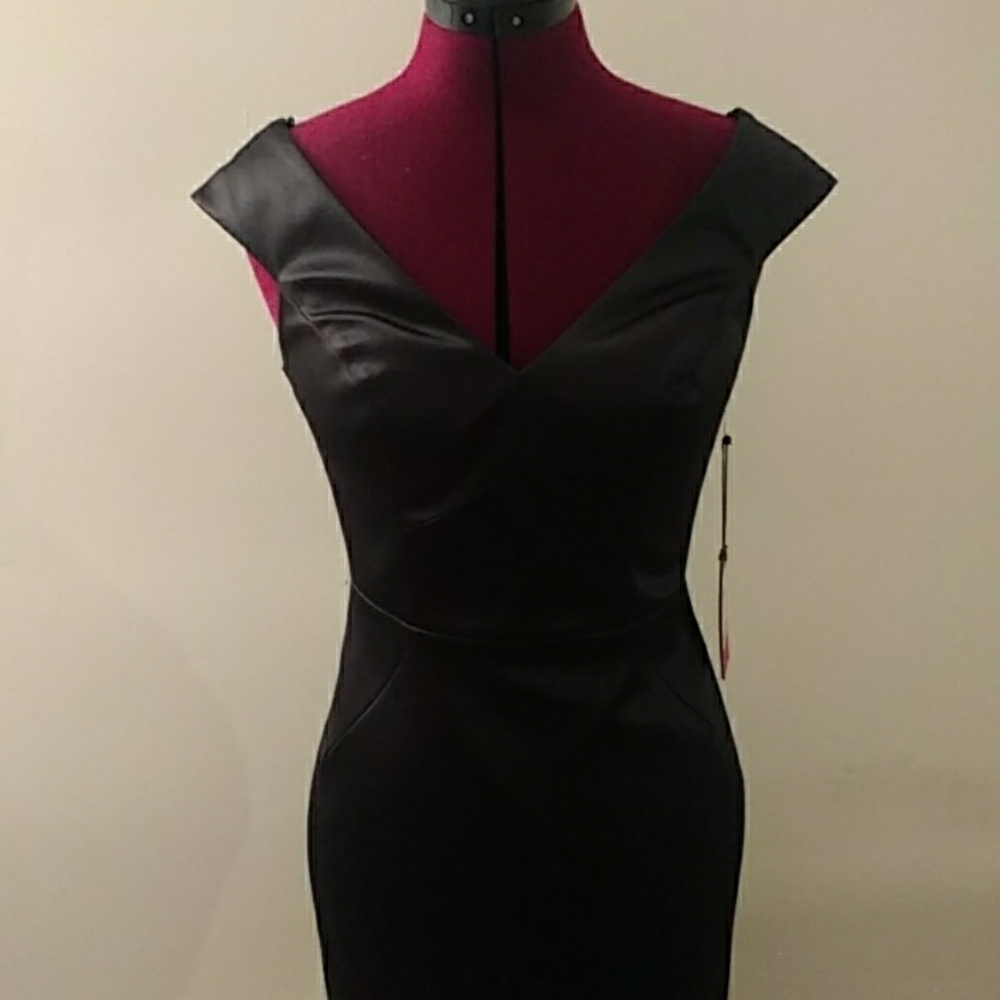 Sexy lbd Vince Camuto S 2 black satin wiggl dress